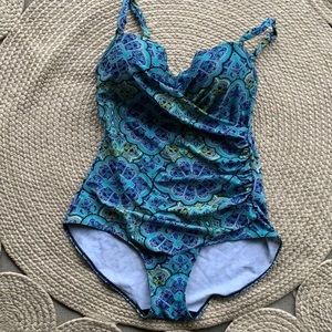 St. John's Bay Swim - St. John’s Bay Teal Paisley Print Swim Suit St. John's Bay Swim - St. John’s Bay Teal Paisley Print Swim Suit